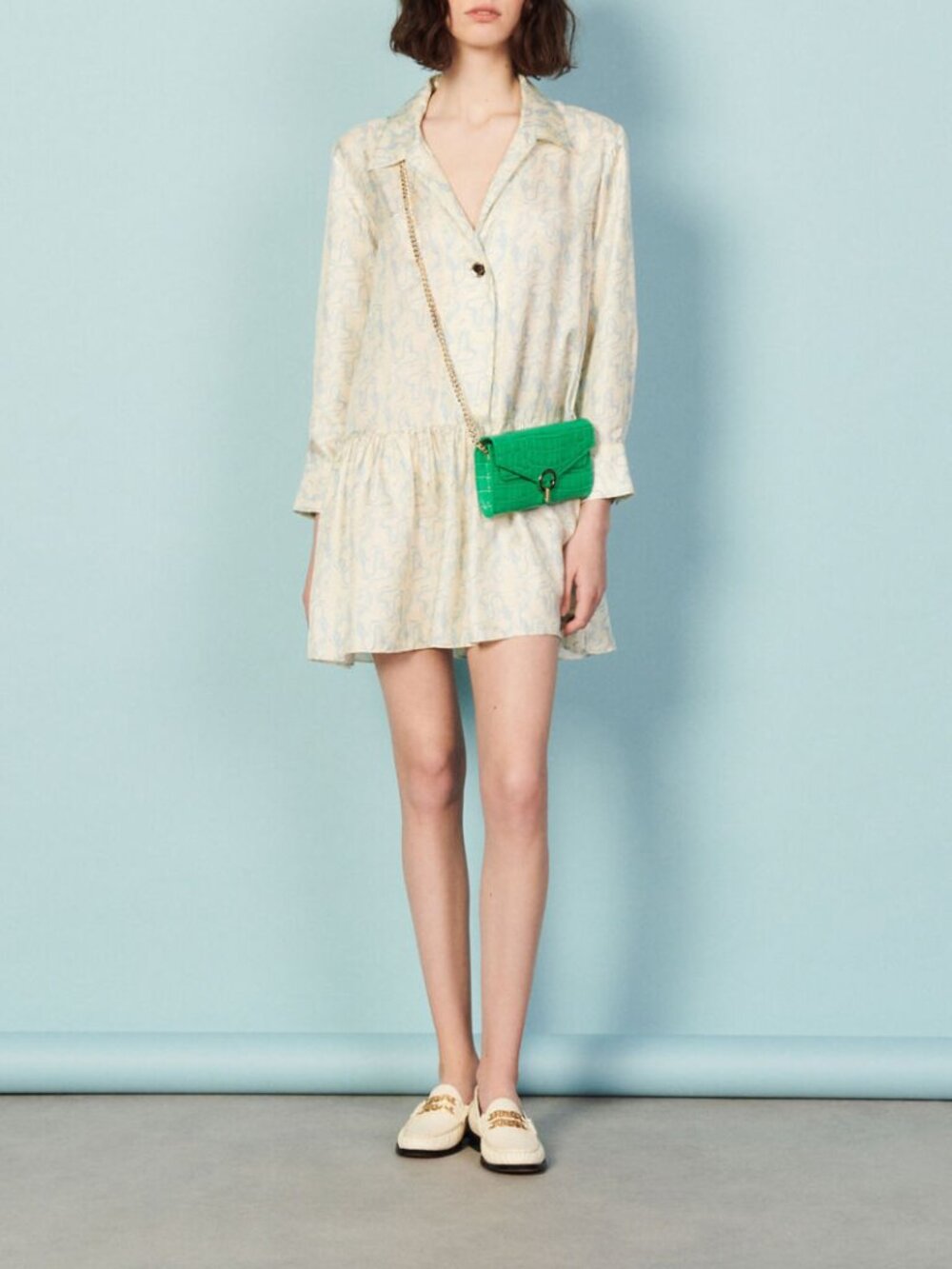 SANDRO Rozie Printed Silk Dress